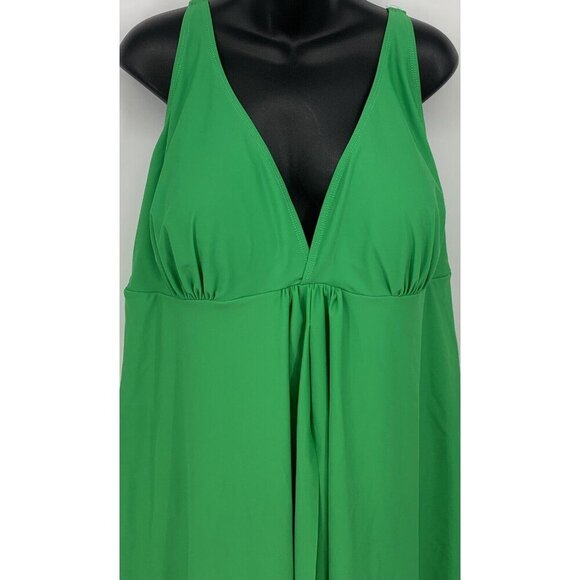 Nicole Miller Swimdress Plus Size 3X Swimsuit One Piece Green Stretch Women New - Picture 2 of 9